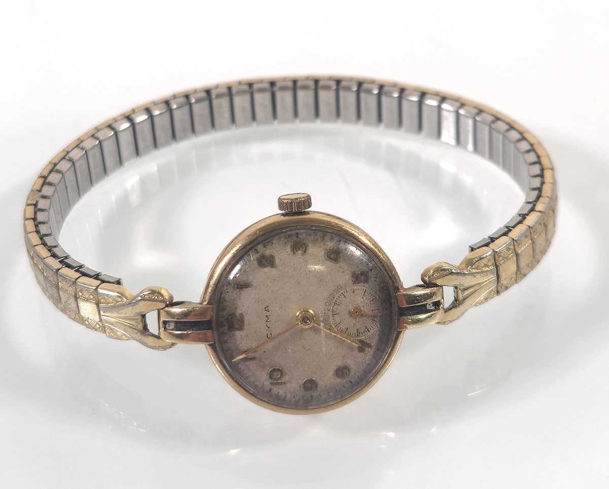 Lot 446 - A ladies yellow metal Cyma presentation watch...