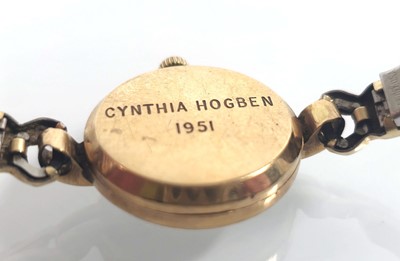 Lot 446 - A ladies yellow metal Cyma presentation watch...