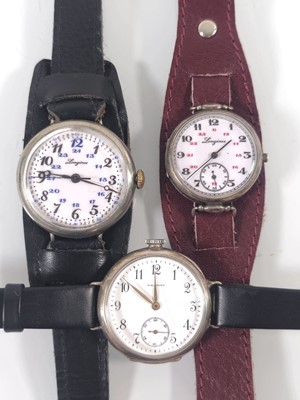 Lot 453 - Three early 20th century trench style watches,...