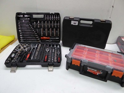 Lot 4601 - 2 x 216 spanner and socket sets and toolbox