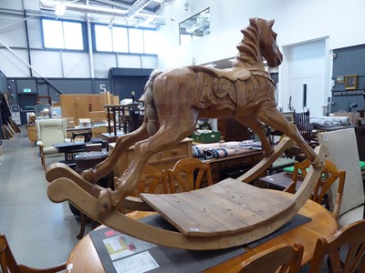 Lot 5113 - Large carved wooden rocking horse