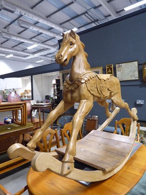 Lot 5113 - Large carved wooden rocking horse