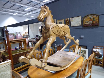 Lot 5113 - Large carved wooden rocking horse