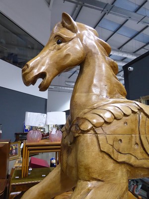 Lot 5113 - Large carved wooden rocking horse