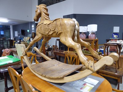 Lot 5113 - Large carved wooden rocking horse