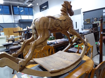 Lot 5113 - Large carved wooden rocking horse