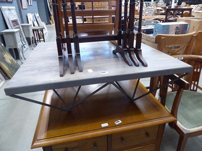Lot 5104 - Square coffee table with metal supports