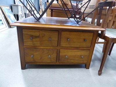 Lot 5105 - Square cherry finished coffee table with four...