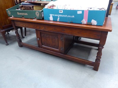 Lot 5177 - Open oak coffee table with cupboard under
