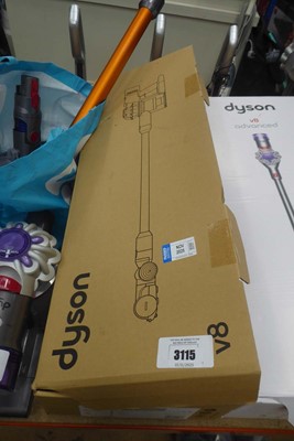Lot 3115 - Handheld Dyson V8 with pole, head, attachments,...