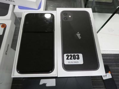 Lot 2203 - Apple iPhone 11, 64GB, in black, model no....