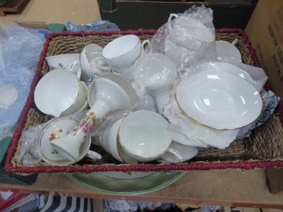 Lot 5355 - Box containing floral patterned candlesticks,...