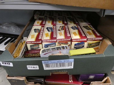 Lot 2372 - 2 boxes containing diecast buses