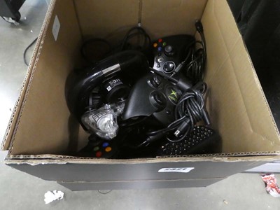 Lot 2321 - Box containing various games controllers