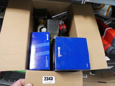 Lot 2343 - Box containing various diecast cars and...