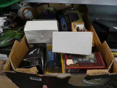 Lot 2345 - Box containing various diecast vehicles along...
