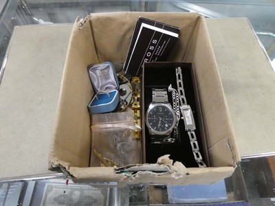 Lot 2491 - Box containing various watches, jewellery...