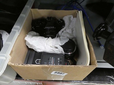 Lot 2357 - Pentax MV camera along with a lens and flash