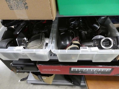 Lot 2358 - Two boxes containing various cameras and...