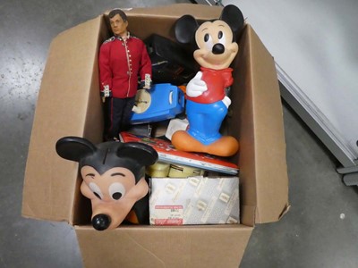 Lot 2521 - Box containing various toys including Disney,...