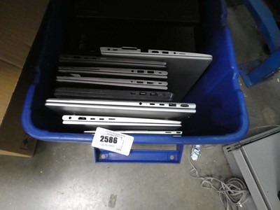Lot 2586 - Box containing laptops and PC's for spares and...