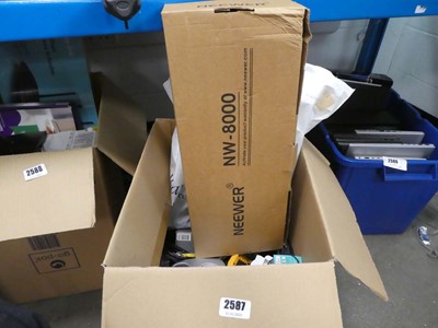 Lot 2587 - Box containing various items to include phones,...