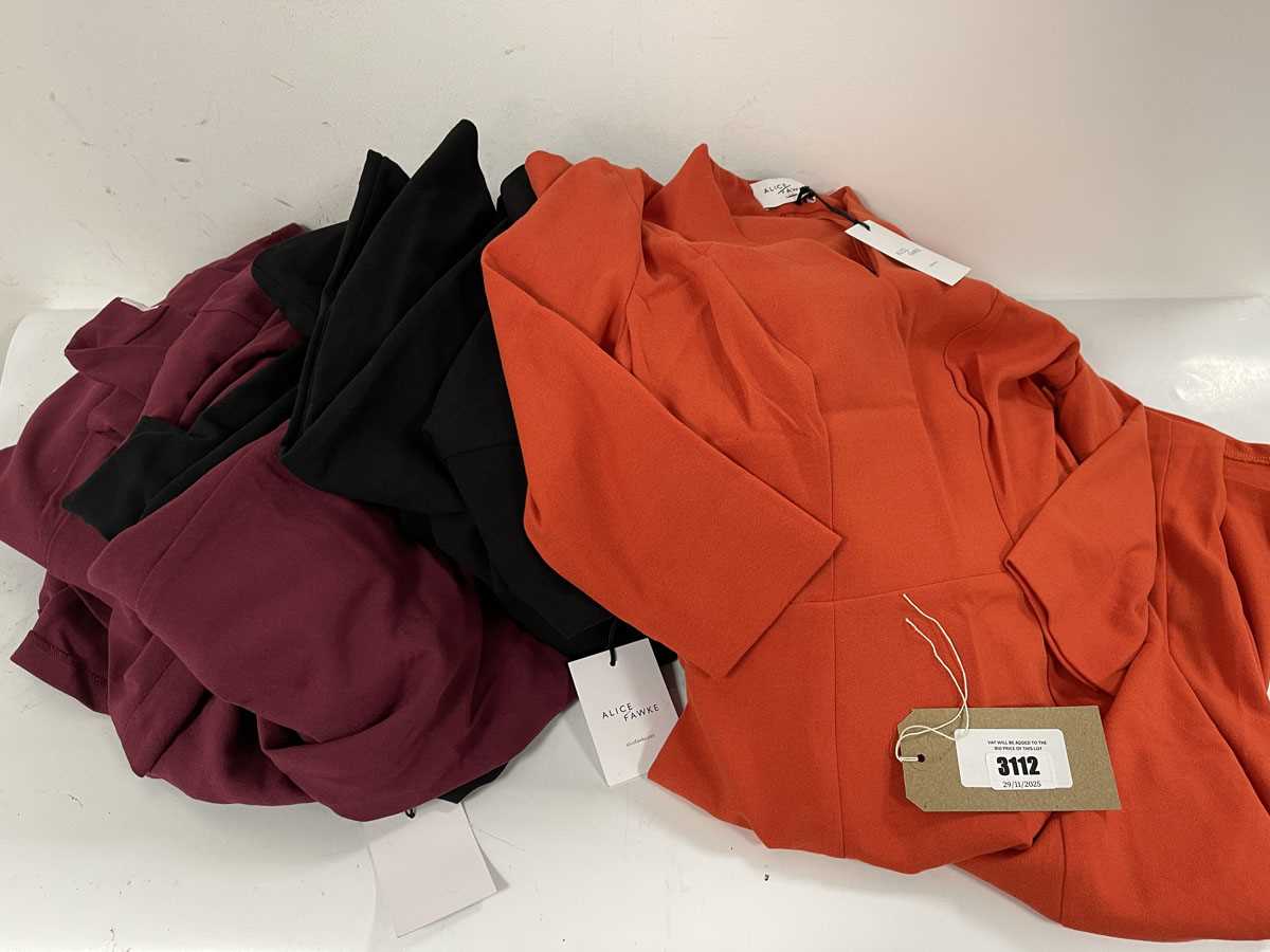 Lot 12x Alice Fawke thea dresses in orange, maroon...