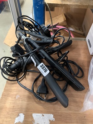 Lot 3376 - 3 pairs of GHD hair straighteners