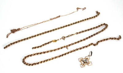 Lot 832 - A group of 9ct yellow gold and yellow metal...