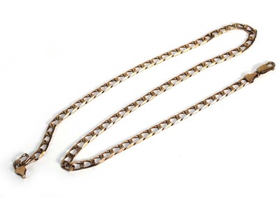 Lot 837 - A 9ct yellow gold flat curblink bracelet with...