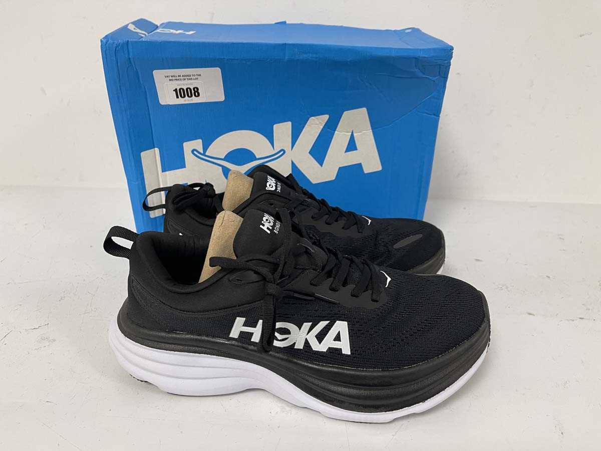 Lot 1008 - Hoka m bondi 8 trainers in black size UK9 - boxed