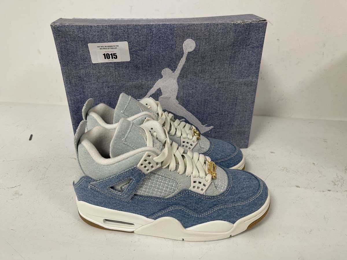 Lot 1015 - Nike air jordan 4 retro tex trainers in blue...