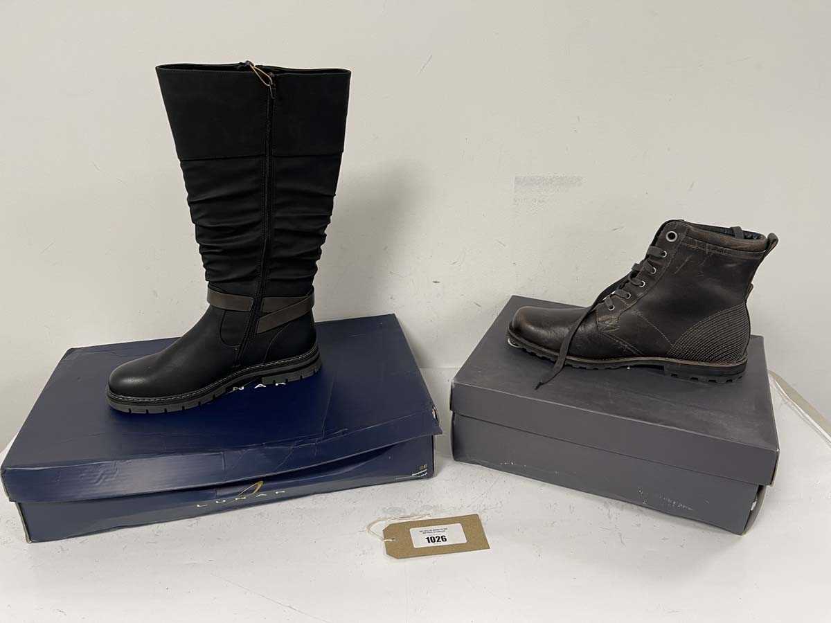 Lot 1026 - 2x Boxed pairs of boots to include Lunar UK8 &...