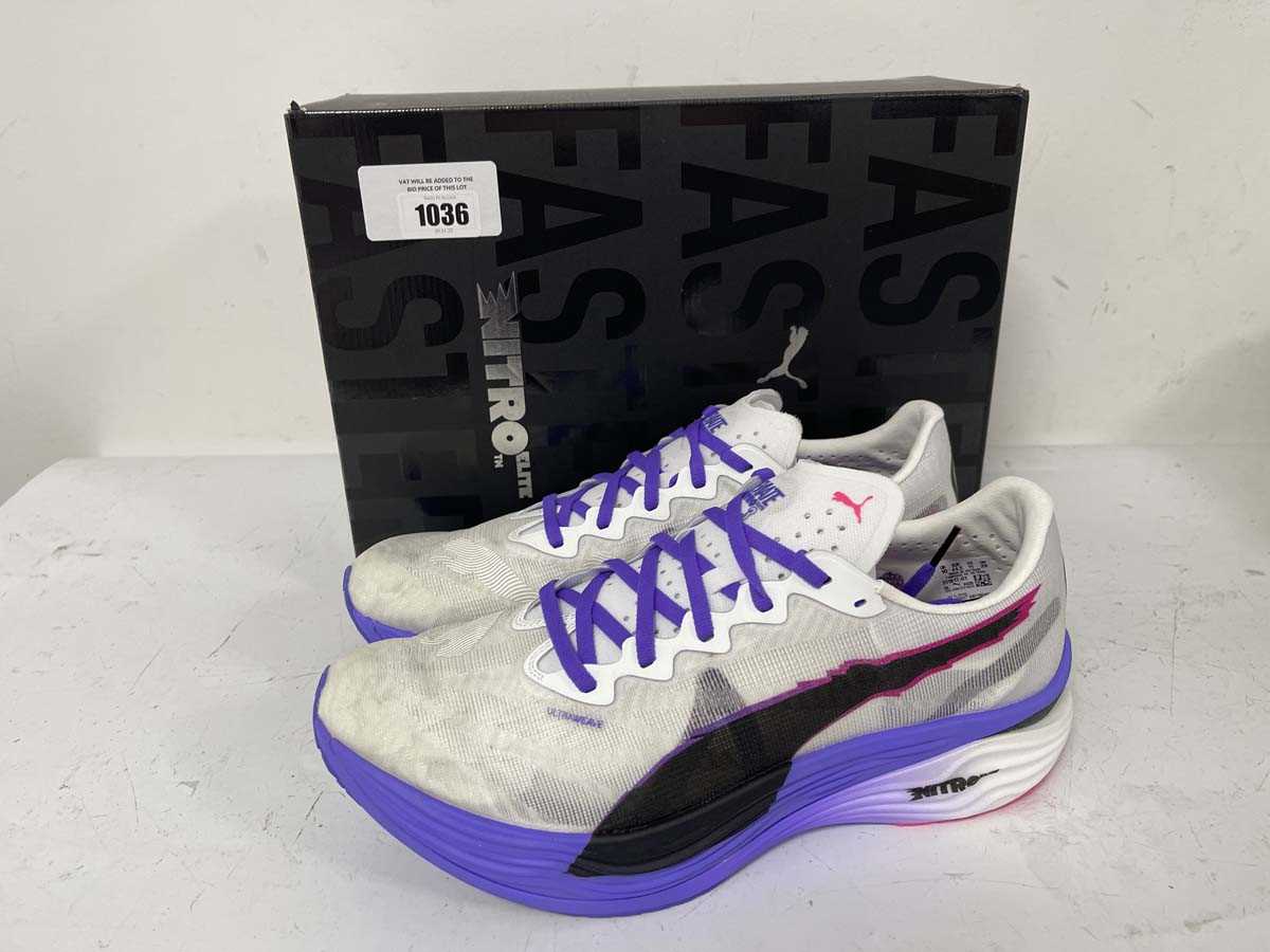 Lot 1036 - Puma deviate nitro elite 3 trainers in white...