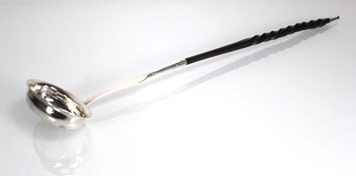 Lot 358 - A 19th century metalware toddy ladle with horn...