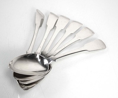 Lot 362 - A set of six George III Scottish silver fiddle...