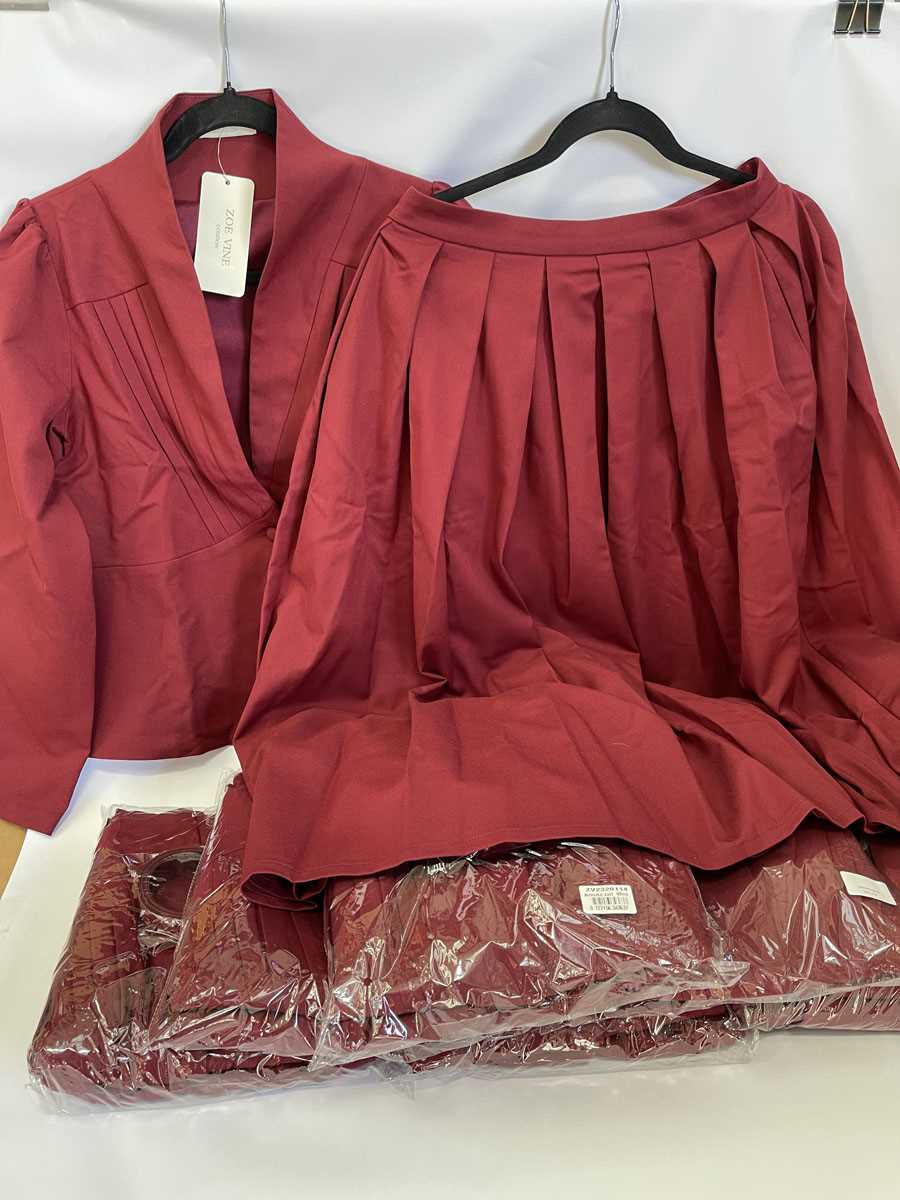 Lot 7x Zoe Vine Jemima skirt suits in wine,...