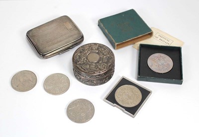 Lot 370 - An Oriental Export metalware box of circular...