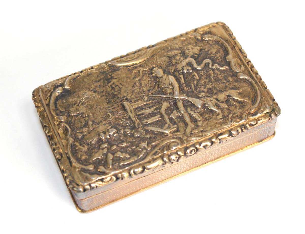 Lot 376 - A Victorian silver gilt snuff box of cushioned...