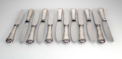 Lot 385 - A set of twelve Continental silver handled...