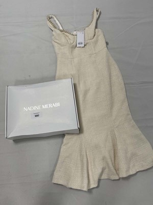 Lot Nadine Merabi cream boucle pearl dress size 10...