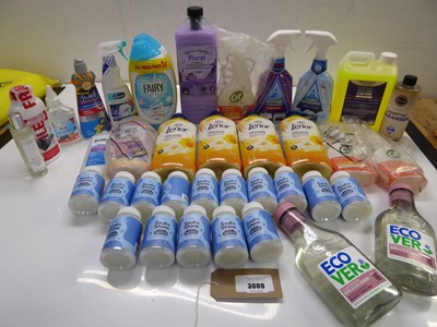 Lot 3609 - Laundry detergent, fabric conditioner, glass...