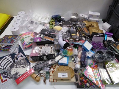 Lot 3612 - Large box of household items including sport,...