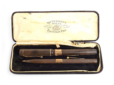 Lot 29 - A cased pair of Waterman's Ideal pens with 9ct...