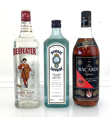 Lot 87 - 3 bottles, 1x Bombay Sapphire London Dry Gin...