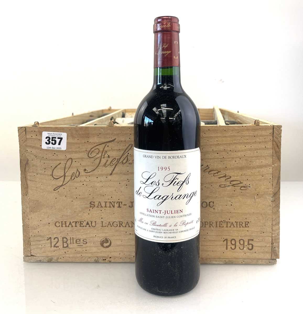 Lot 357 - A wooden case of 12 bottles of 1995 Chateau...