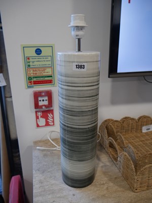 Lot 1303 - Grey and white striped ceramic table lantern base