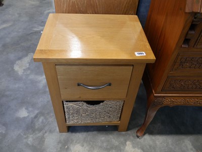 Lot 1305 - Light oak finish single drawer night stand...