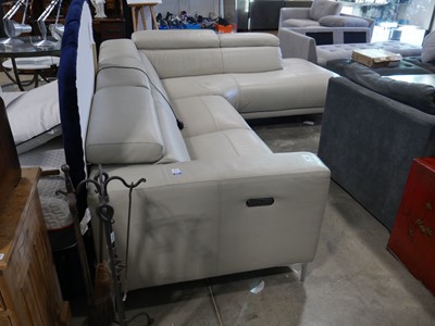 Lot 1320 - Modern cream leather upholstered L-shaped...