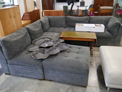 Lot 1321 - Grey fabric upholstered L-shaped corner sofa...
